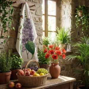CANOVACCIO DA CUCINA IN PURO LINO NAPKING SPRING 55 X 75 CM