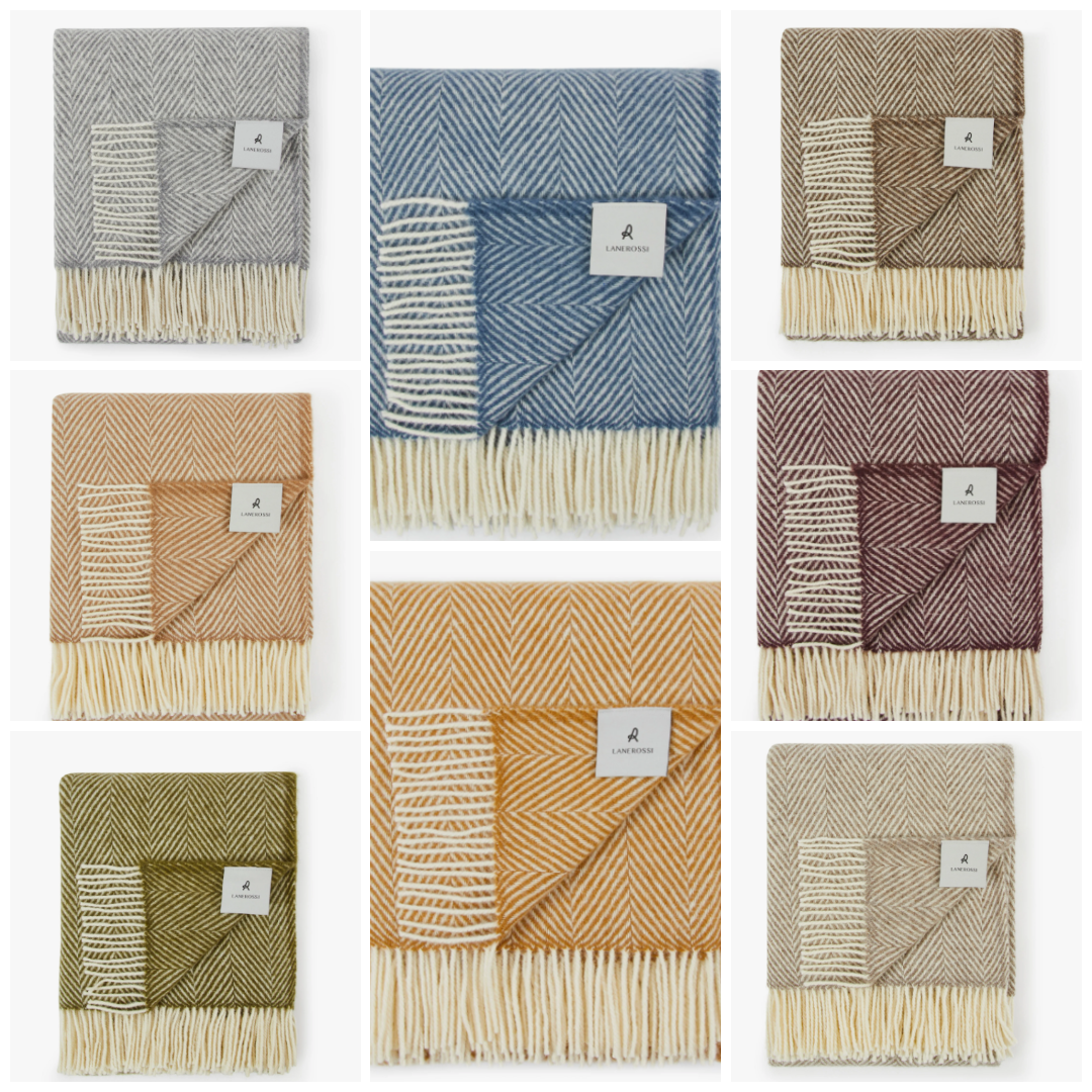 PLAID IN PURA LANA VERGINE ISEO SPINA130 X 170 LANEROSSI - immagine 1
